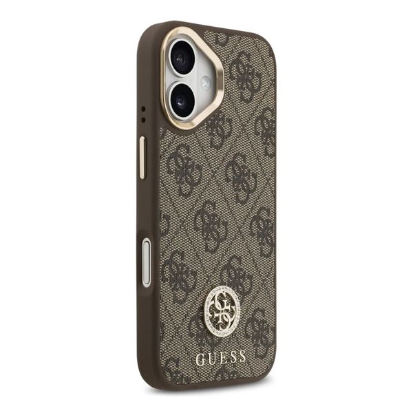Guess Coque arrière en cuir avec logo Strass classique et MagSafe Apple iPhone 17 - Marron