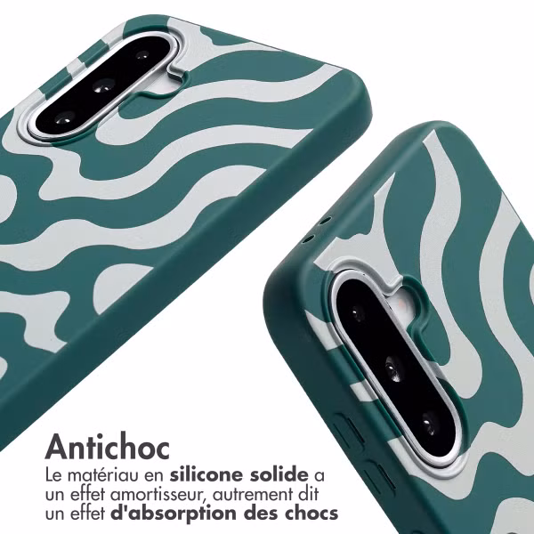 imoshion Coque design en silicone avec cordon Samsung Galaxy A36 / A56 - Petrol Green Groovy