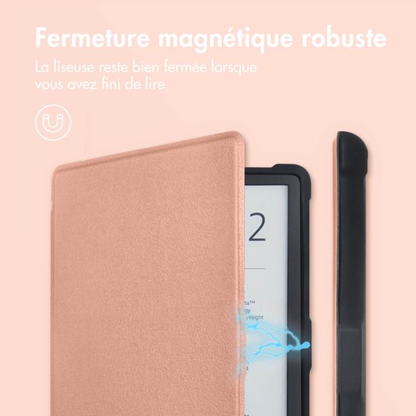 imoshion Étui de liseuse portefeuille Slim Soft Pocketbook Touch Lux 5 / HD 3 / Basic Lux 4 / Vivlio Lux 5 - Rose Doré