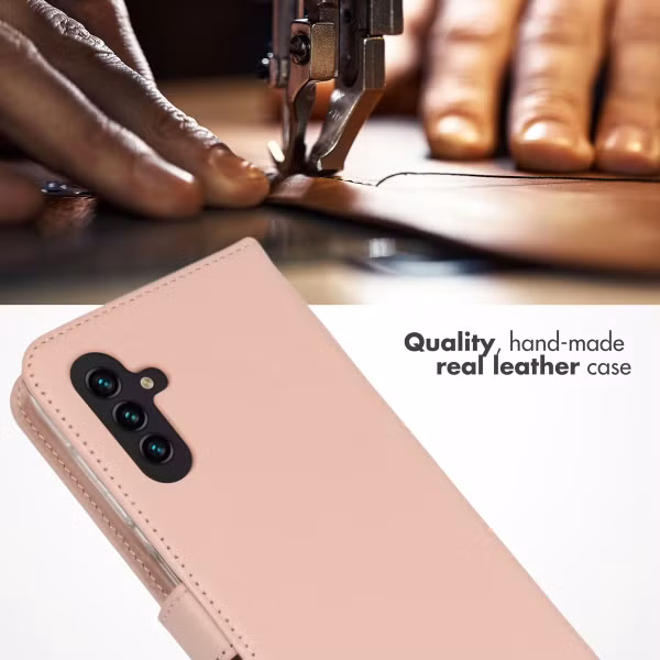 Selencia Étui portefeuille en cuir véritable Samsung Galaxy A13 (5G) / A04s - Dusty Pink