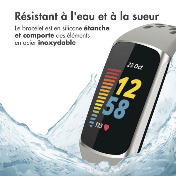 imoshion Bracelet de sport en silicone avec trous Fitbit Charge 5 / Charge 6 - Gris