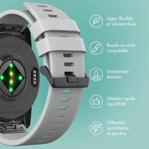 imoshion Bracelet QuickFit® en silicone  - Connexion Garmin 26 mm - Gris