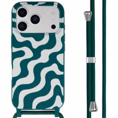 imoshion Coque design en silicone avec cordon Apple iPhone 17 Pro - Petrol Green Groovy