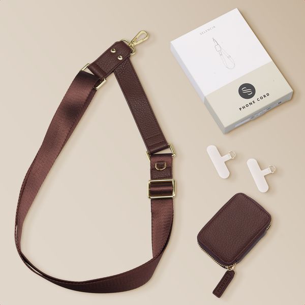 Selencia Cordon de téléphone avec petit sac - Mocha Brown