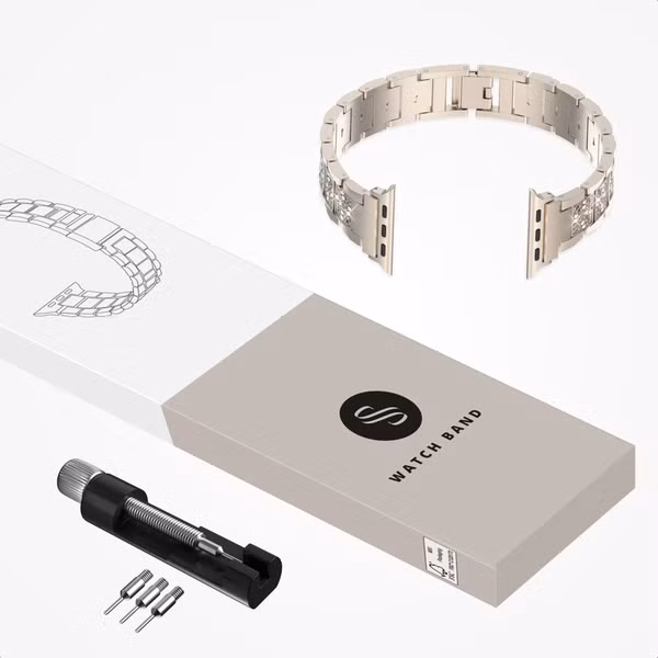 Selencia Bracelet à maillons scintillants Apple Watch Series 1 t/m 9 / SE (38/40/41 mm) | Series 10 / 11 (42 mm) - Champagne Gold