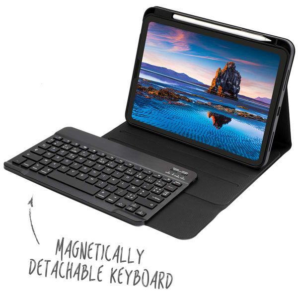 Accezz Étui de tablette portefeuille Bluetooth Clavier AZERTY Apple iPad 11 (2025) 11 pouces A16  / iPad 10 (2022) 10.9 pouces - Noir