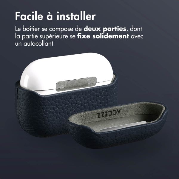 Accezz Coque en Cuir véritable Apple AirPods Pro - Bleu foncé