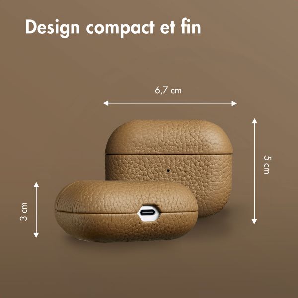 Accezz Coque en Cuir véritable Apple AirPods Pro - Taupe