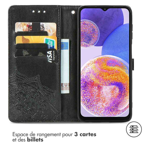 imoshion Etui de téléphone portefeuille Mandala Samsung Galaxy A23 (5G) - Noir