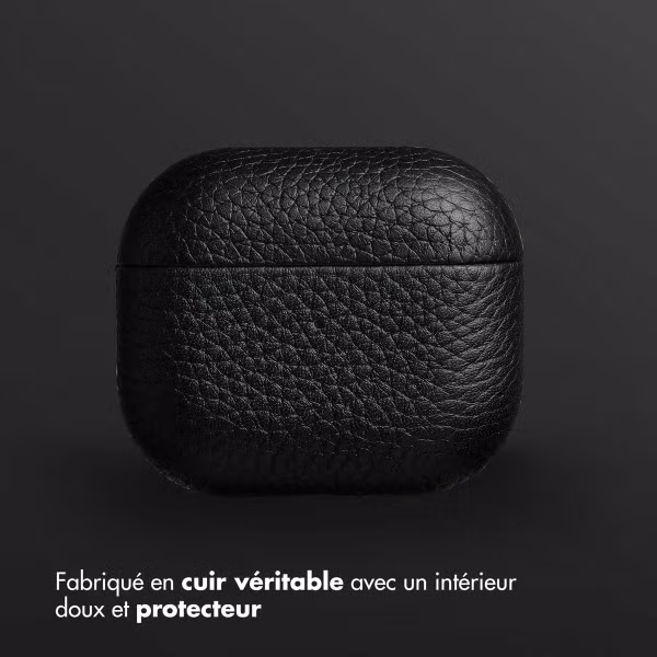 Accezz Coque en Cuir véritable Apple AirPods 3 - Noir