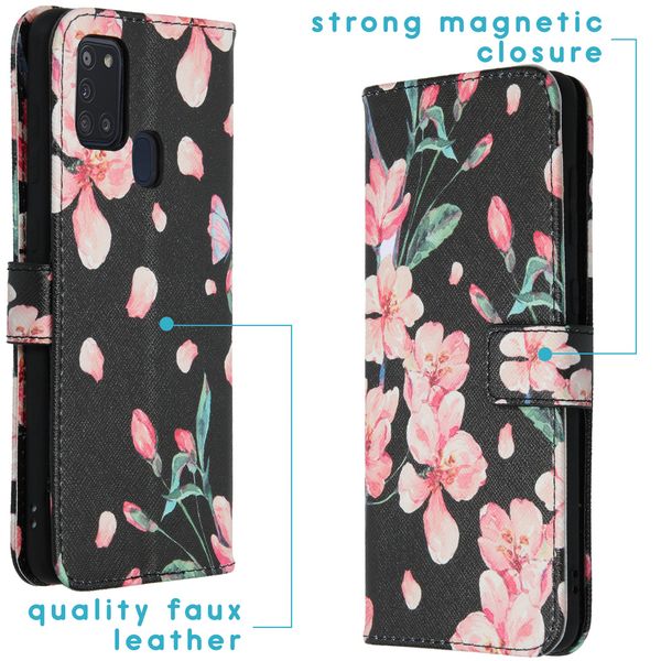 imoshion Coque silicone design Galaxy A21s - Blossom Watercolor Black