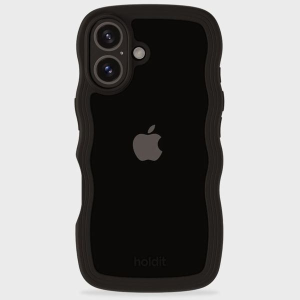 Holdit Coque Wavy iPhone 16 Plus - Black / Transparent