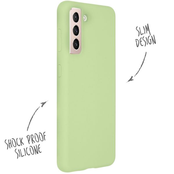 Accezz Coque Liquid Silicone Samsung Galaxy S21 Plus - Vert