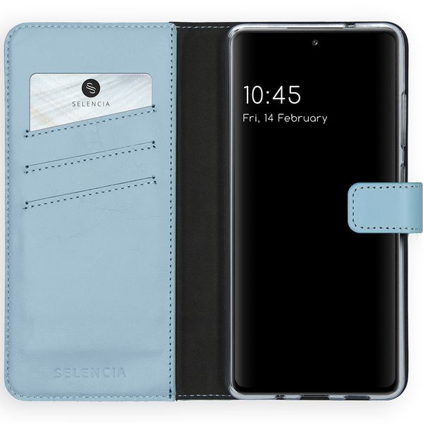 Selencia Étui portefeuille en cuir véritable Samsung Galaxy S20 FE - Air Blue
