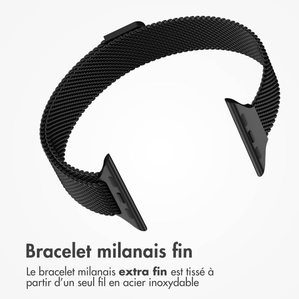 imoshion Bracelet milanais fin Apple Watch Series 1 à 9 / SE (38/40/41 mm) | Series 10 (42 mm) - Noir