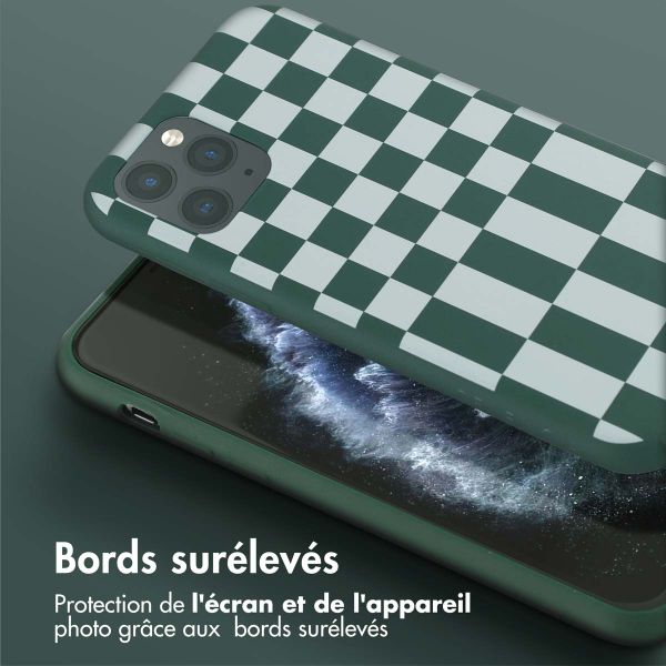 Selencia Coque design en silicone avec cordon amovible Apple iPhone 11 Pro - Irregular Check Green