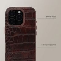Selencia Coque arrière Croco avec MagSafe Apple iPhone 16 Pro - Choco Brown