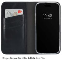 Selencia Étui de téléphone portefeuille en cuir véritable iPhone 16 Pro Max - Noir