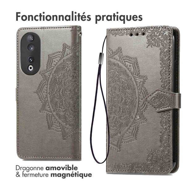 imoshion Etui de téléphone portefeuille Mandala Honor 90 - Gris