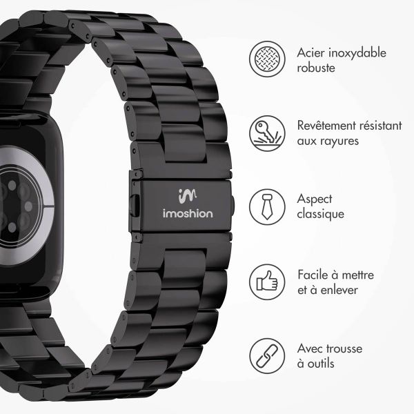 imoshion Bracelet en acier Apple Watch Series 1 á 10 / SE / Ultra (2) (44/45/46/49 mm) - Noir