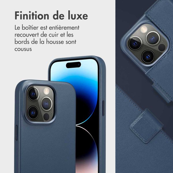 Accezz Étui de téléphone portefeuille en cuir 2-en-1 avec MagSafe iPhone 14 Pro - Nightfall Blue