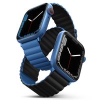 Uniq Bracelet Revix réversible Apple Watch Series 1 t/m 9 / SE (38/40/41 mm) | Series 10 / 11 (42 mm) - Caspian (Blue/Black)