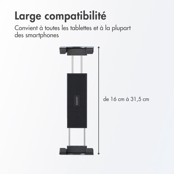 Accezz Support de tablette pour voiture - Tableau de bord et pare-brise - Réglable - Universel - Noir