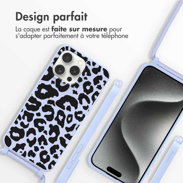 imoshion Coque design en silicone avec cordon Apple iPhone 15 Pro Max - Animal Lila