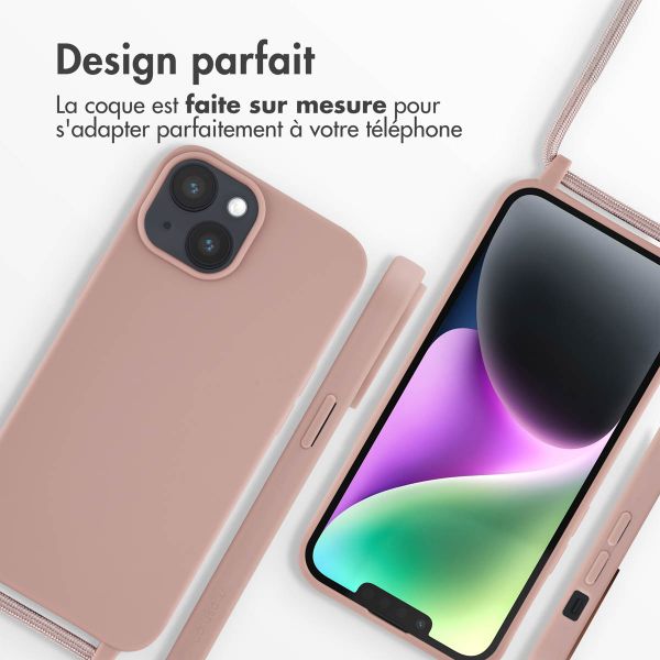 imoshion ﻿Coque en silicone avec cordon Apple iPhone 14 - Sand Pink