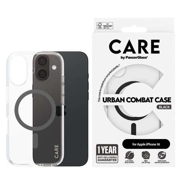 CARE by PanzerGlass Coque Urban Combat MagSafe Apple iPhone 16 - Noir