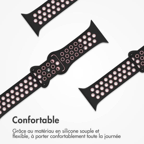 imoshion Bracelet sport⁺ Apple Watch Series 1 á 9 / SE (38/40/41 mm) | Series 10 / 11 (42 mm) - Taille S/M - Black Pink