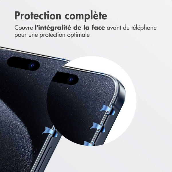 Accezz Protecteur d’écran en verre trempé + Applicateur Apple iPhone 15 Pro Max