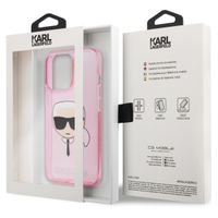 Karl Lagerfeld Coque arrière Karl's Head Silicone Glitter iPhone 13 Pro - Transparent Rose