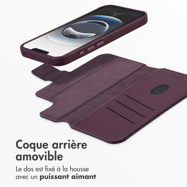 Accezz Étui de téléphone portefeuille en cuir 2-en-1 avec MagSafe Apple iPhone 16e - Heath Purple