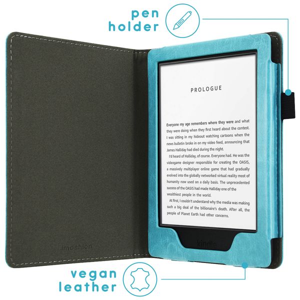 imoshion Étui de liseuse en cuir végan Amazon Kindle 10 - Bleu