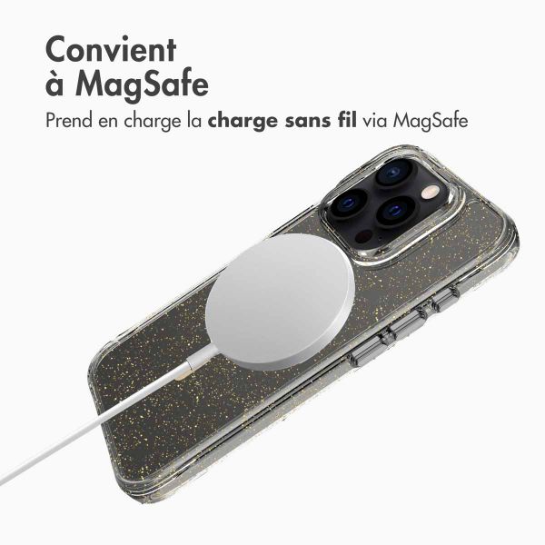 imoshion Coque arrière transparente pailletée avec MagSafe iPhone 15 Pro Max - Doré