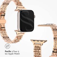 Selencia Bracelet en acier slim style Jubilee Apple Watch Series 1 t/m 9 / SE (38/40/41 mm) | Series 10 / 11 (42 mm) - Rose Doré