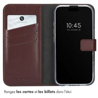 Selencia Étui portefeuille en cuir véritable Apple iPhone 16 - Marron