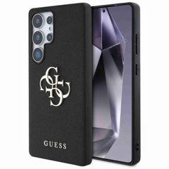 Guess Coque 4G Metal Logo Saffiano Samsung Galaxy S25 Ultra - Noir