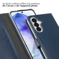 Selencia Étui de téléphone portefeuille en cuir véritable Samsung Galaxy A36  - Bleu