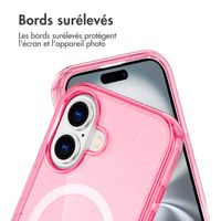 imoshion Coque Pailletée avec MagSafe Apple iPhone 16 - Paillettes Rose