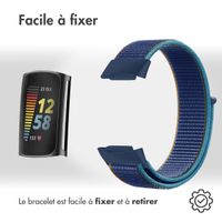 imoshion Bracelet en nylon Fitbit Charge 5 / Charge 6 - Taille L - Bleu foncé