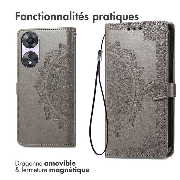 imoshion Etui de téléphone portefeuille Mandala Oppo A58 (4G) - Gris