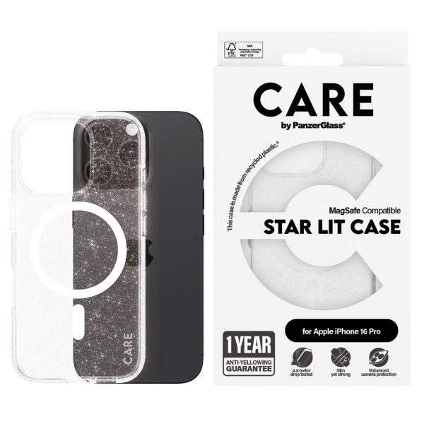 CARE by PanzerGlass Coque Star Lit avec MagSafe iPhone 16 Pro - Blanc