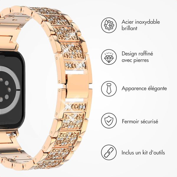 Selencia Bracelet à maillons scintillants Apple Watch Series 1 t/m 9 / SE (38/40/41 mm) | Series 10 / 11 (42 mm) - Rose Doré