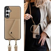 Selencia Coque à cordon avec porte-cartes enveloppe Sera Samsung Galaxy S24 FE - Beige