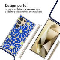 imoshion Coque Design avec cordon Samsung Galaxy S24 Ultra - Cobalt Blue Flowers Connect