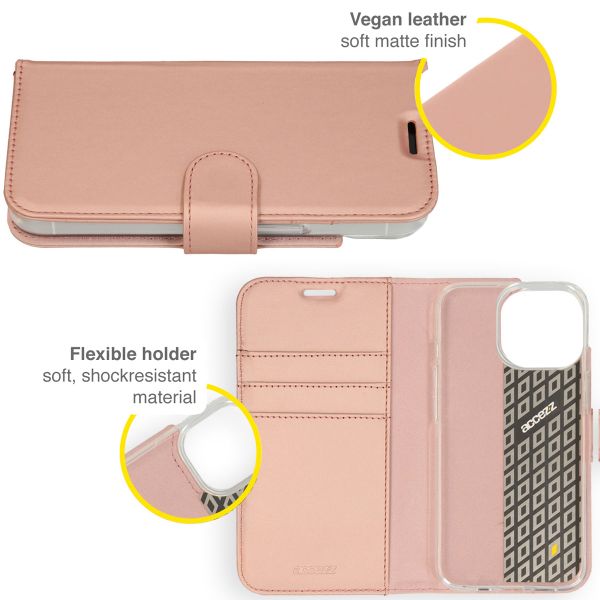 Accezz Étui de télephone Wallet Apple iPhone 14 Pro Max - Rose Doré
