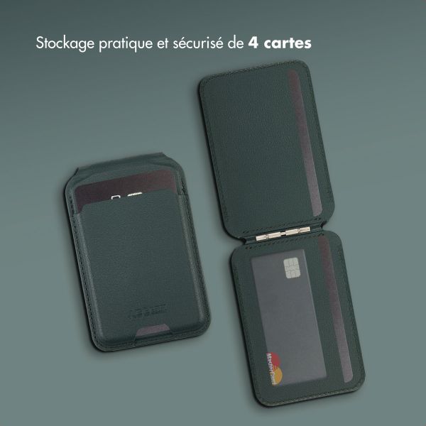 Accezz Portefeuille en cuir avec support - Compatible avec MagSafe et Qi2 - Cedar Green