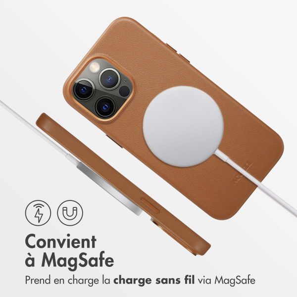 Accezz Coque arrière en cuir avec MagSafe Apple iPhone 14 Pro Max - Sienna Brown